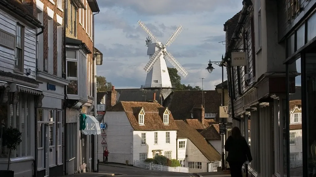 Cranbrook village centre with the Union Windmill, Kent