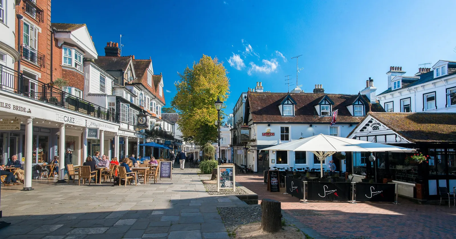 The Pantiles historic colonnade in Royal Tunbridge Wells
